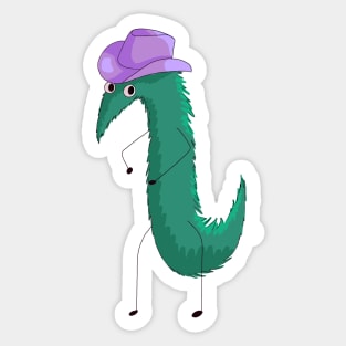 Worm on a string with a cowboy hat #2 Sticker